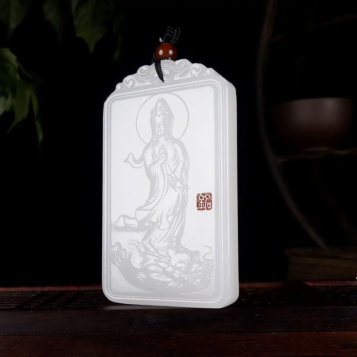 White Jade Guanyin Pendant for Men Afghanistan — feature 22