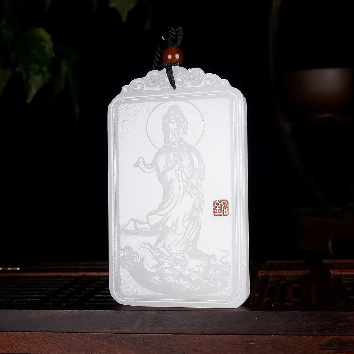 White Jade Guanyin Pendant for Men Afghanistan — feature 25