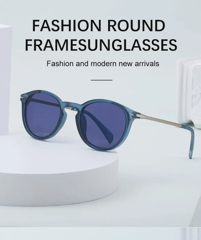 Women Retro Round Polarized Sunglasses Black Gold — feature 21