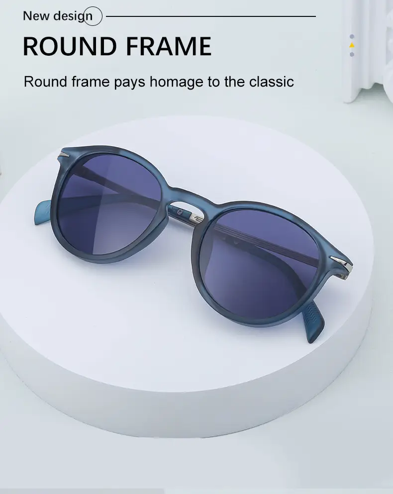 Women Retro Round Polarized Sunglasses Black Gold — feature 22