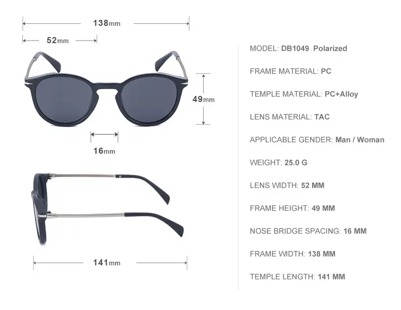 Women Retro Round Polarized Sunglasses Black Gold — feature 33