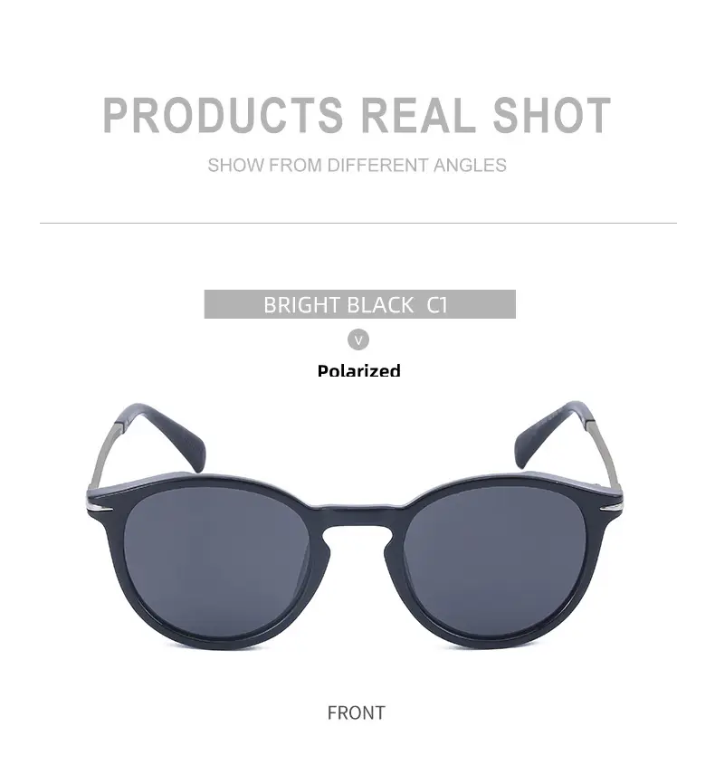 Women Retro Round Polarized Sunglasses Black Gold — feature 35