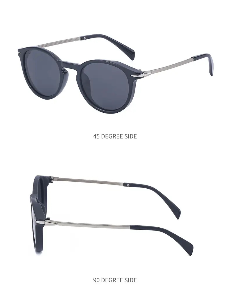 Women Retro Round Polarized Sunglasses Black Gold — feature 36