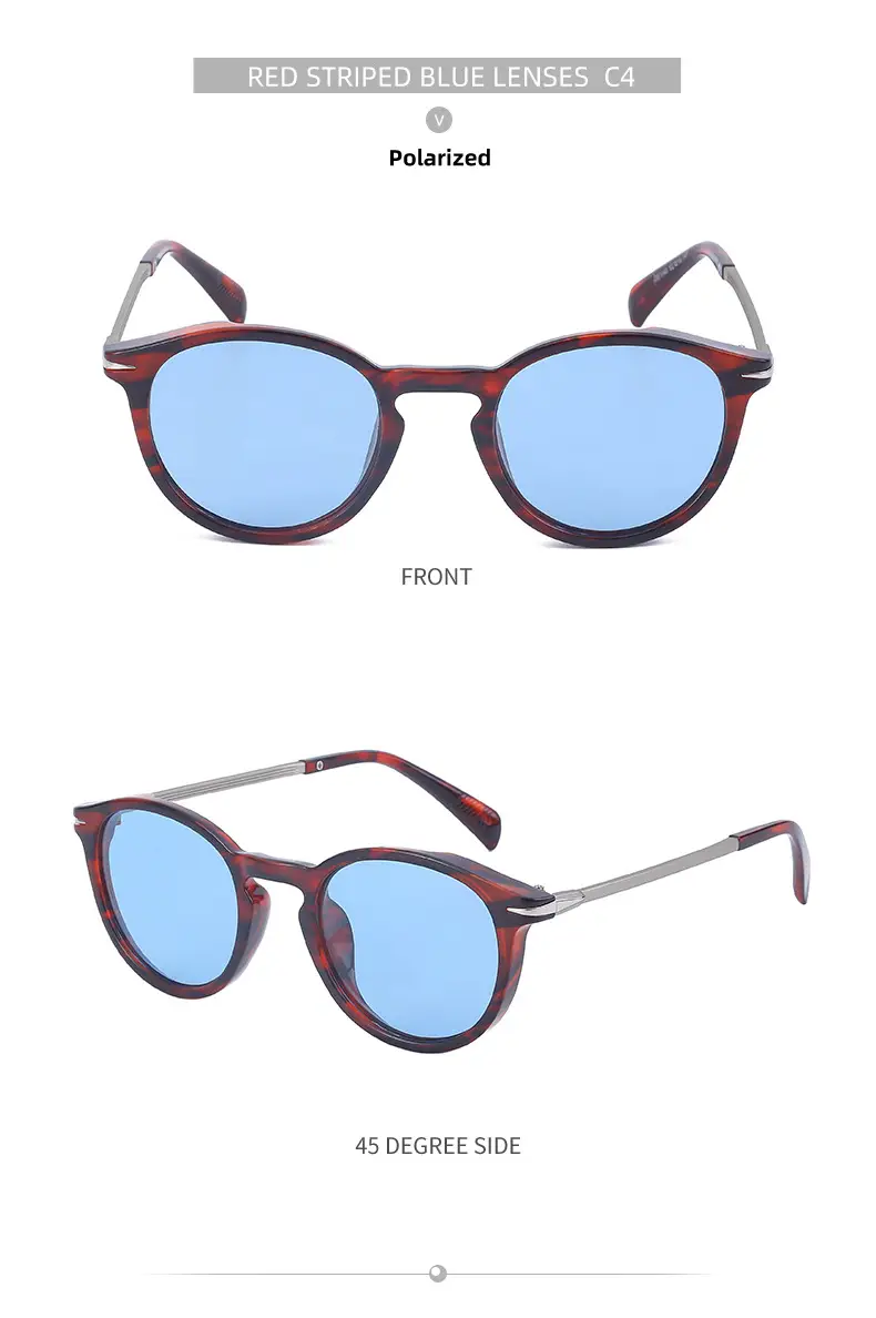 Women Retro Round Polarized Sunglasses Black Gold — feature 39
