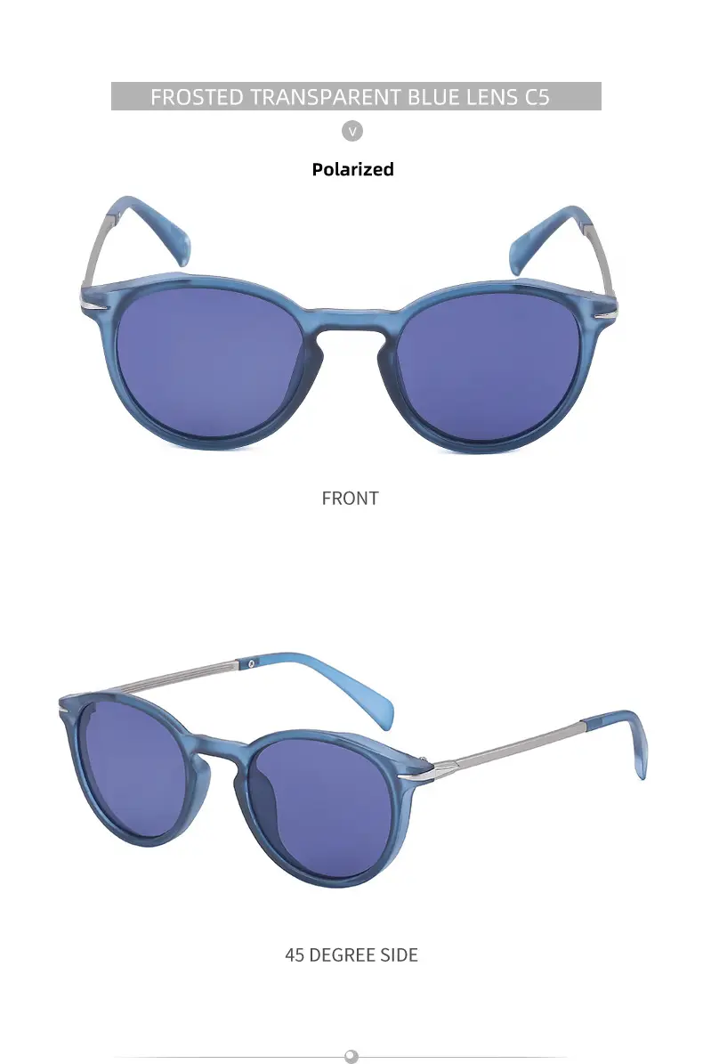 Women Retro Round Polarized Sunglasses Black Gold — feature 40