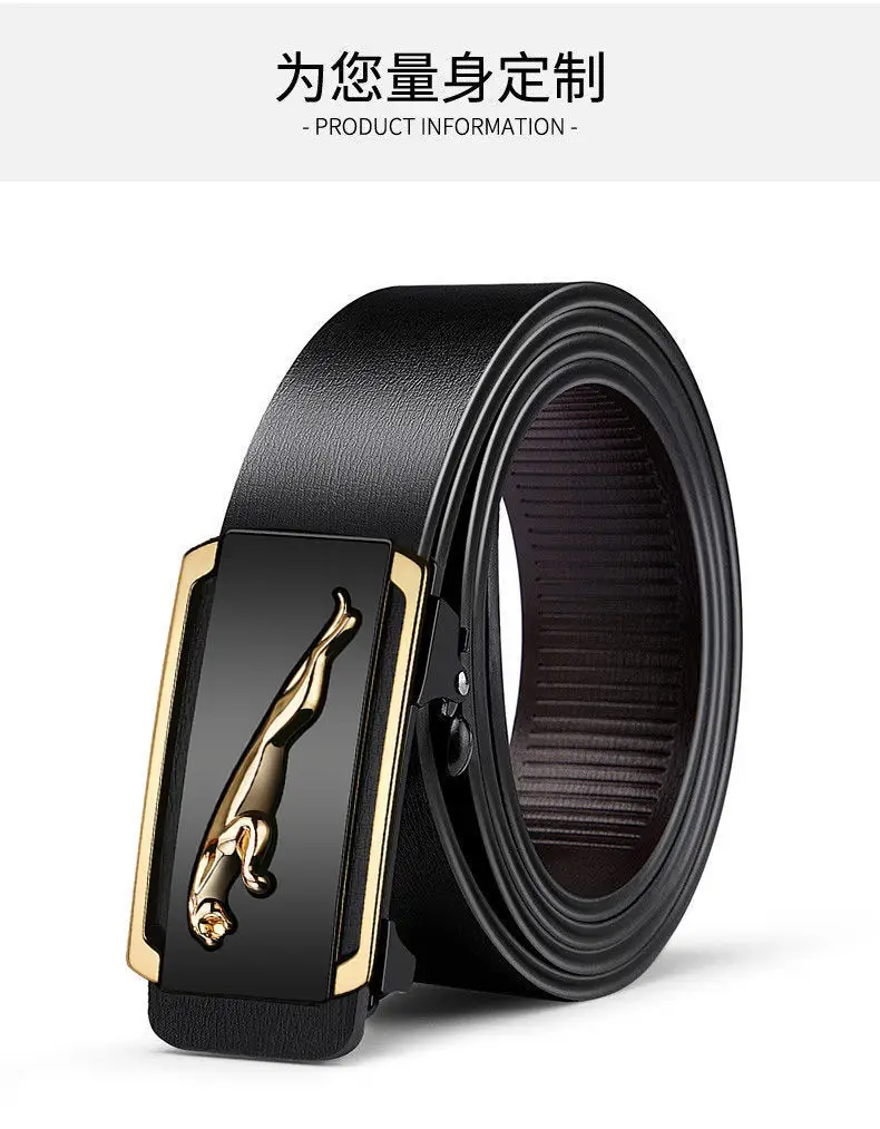 Paul Men's Genuine Leather Belt Black Automatic Buckle — feature 12