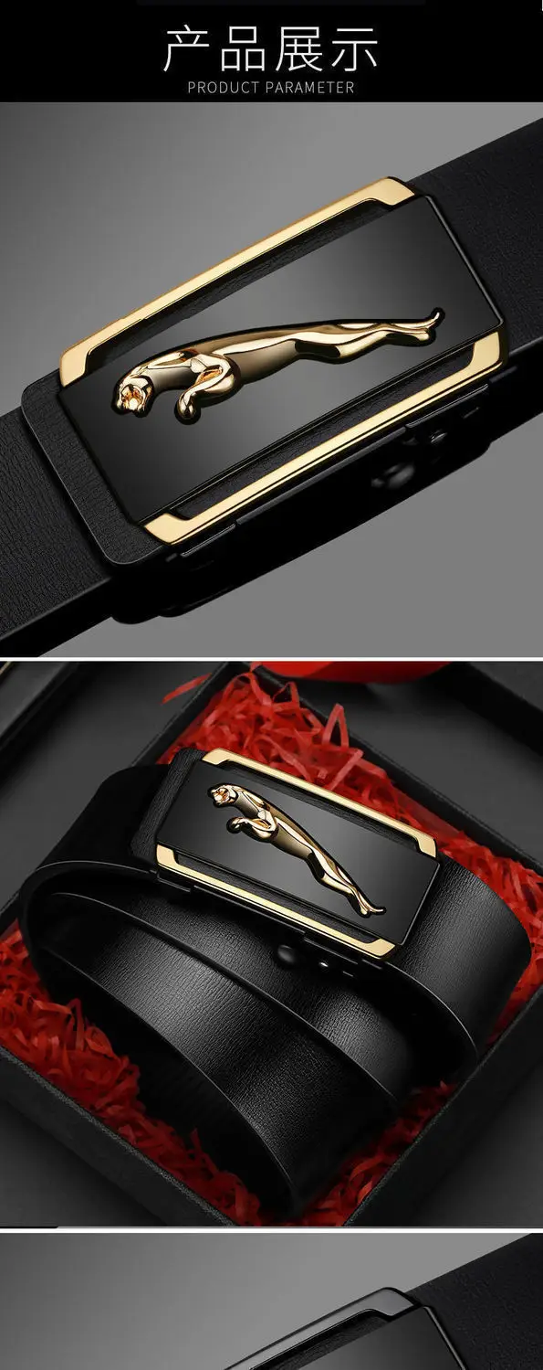 Paul Men's Genuine Leather Belt Black Automatic Buckle — feature 14