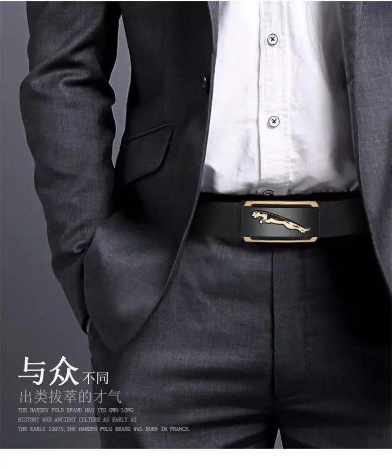 Paul Men's Genuine Leather Belt Black Automatic Buckle — feature 7