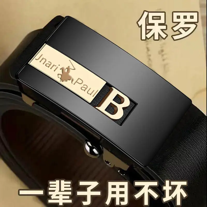 Paul Men's Genuine Leather Belt Black Automatic Buckle - Image 17