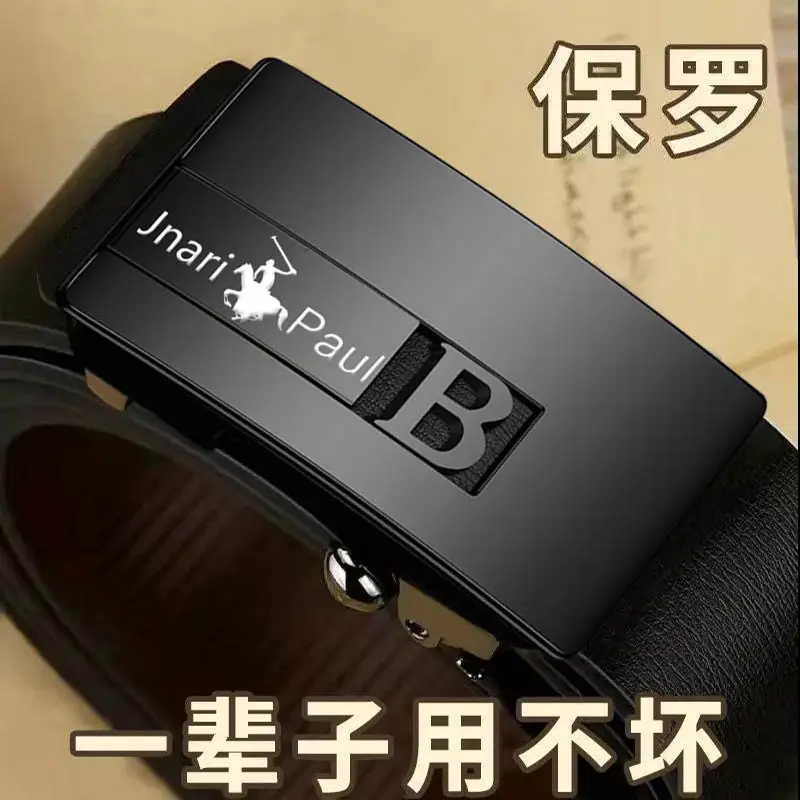 Paul Men's Genuine Leather Belt Black Automatic Buckle - Image 18