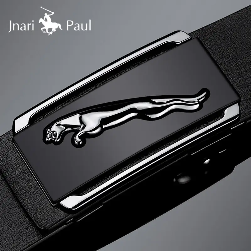 Paul Men's Genuine Leather Belt Black Automatic Buckle - Image 2