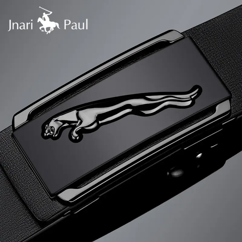 Paul Men's Genuine Leather Belt Black Automatic Buckle - Image 3