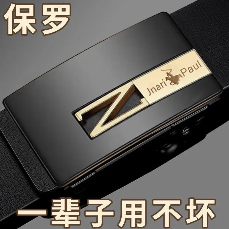 Paul Men's Genuine Leather Belt Black Automatic Buckle - Image 5