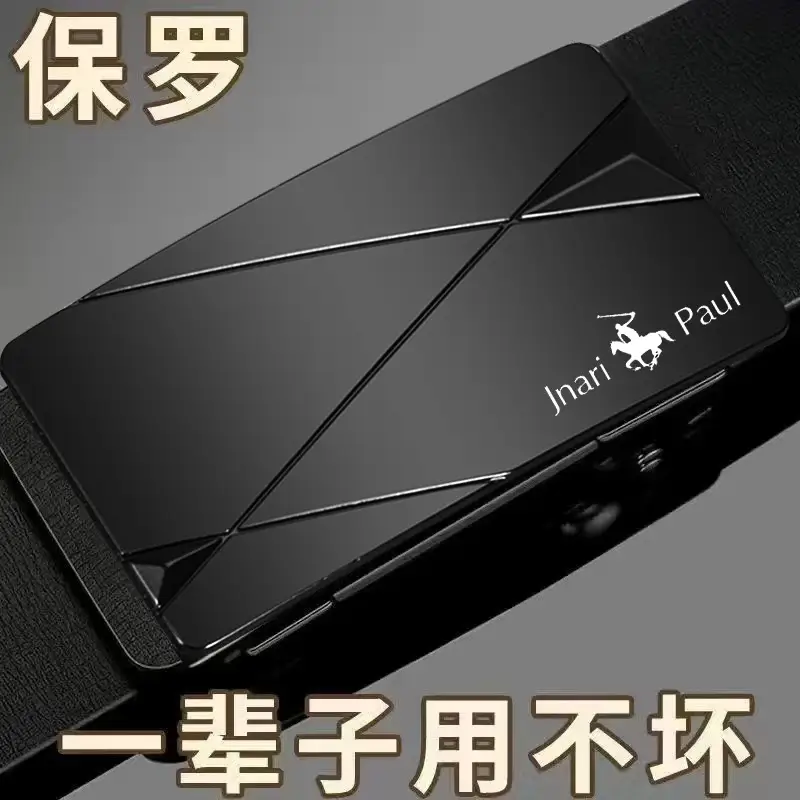 Paul Men's Genuine Leather Belt Black Automatic Buckle - Image 8
