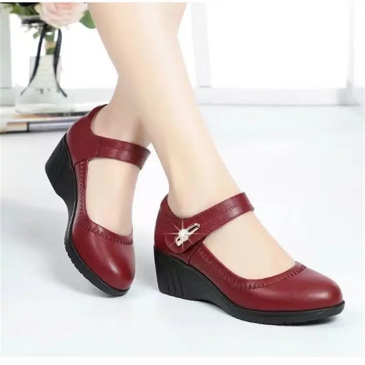 Women Red Platform Mules Wedge Heels 2022 — feature 15