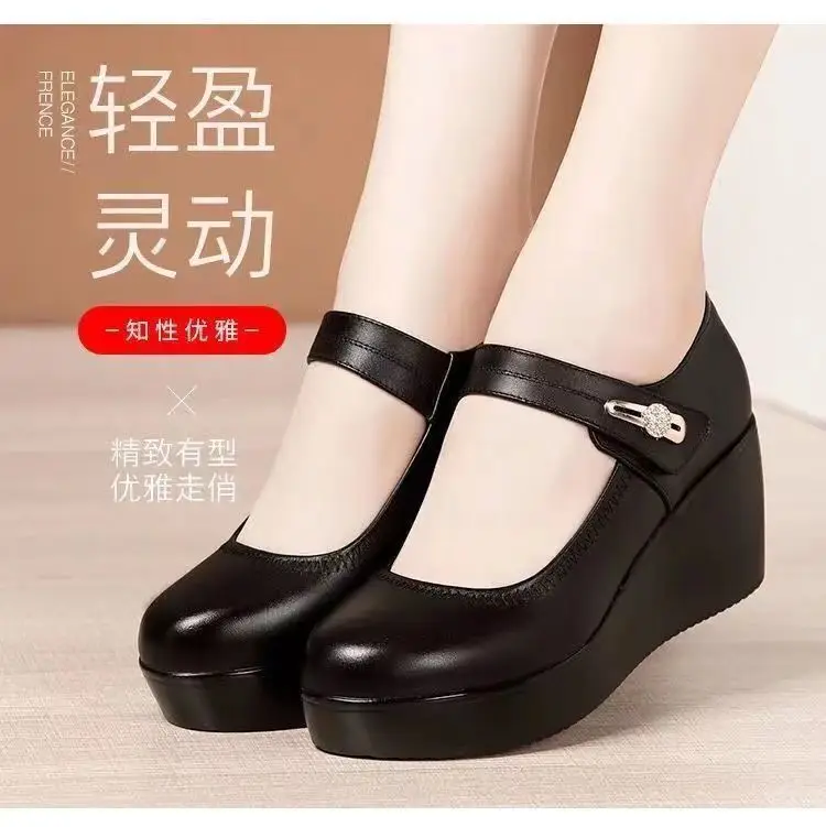 Women Red Platform Mules Wedge Heels 2022 — feature 3