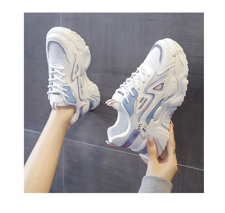 Women's White Purple Thick Casual Shoes — feature 19