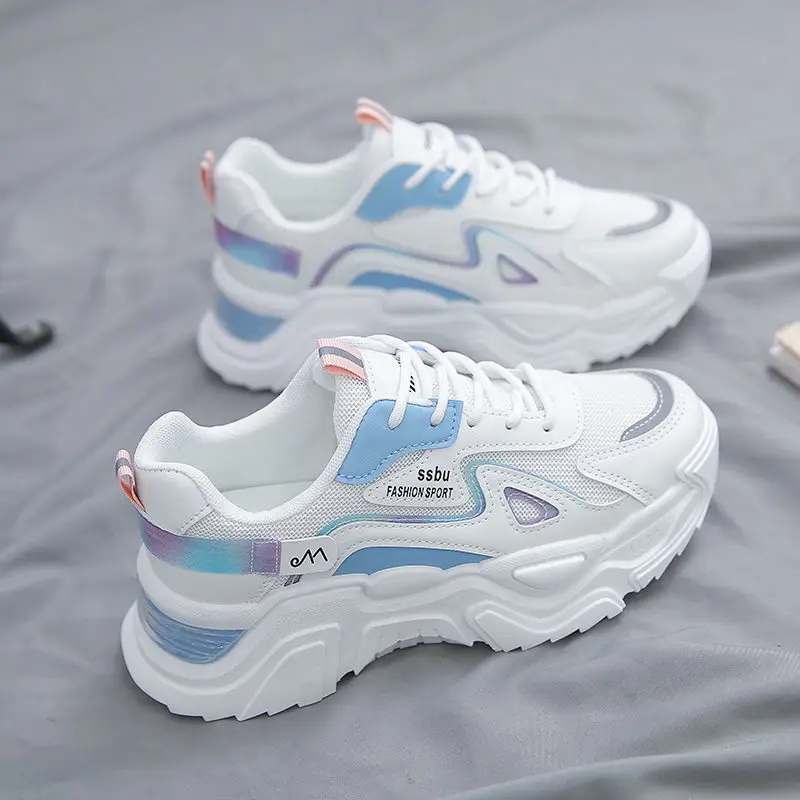 Women's White Purple Thick Casual Shoes - Image 3