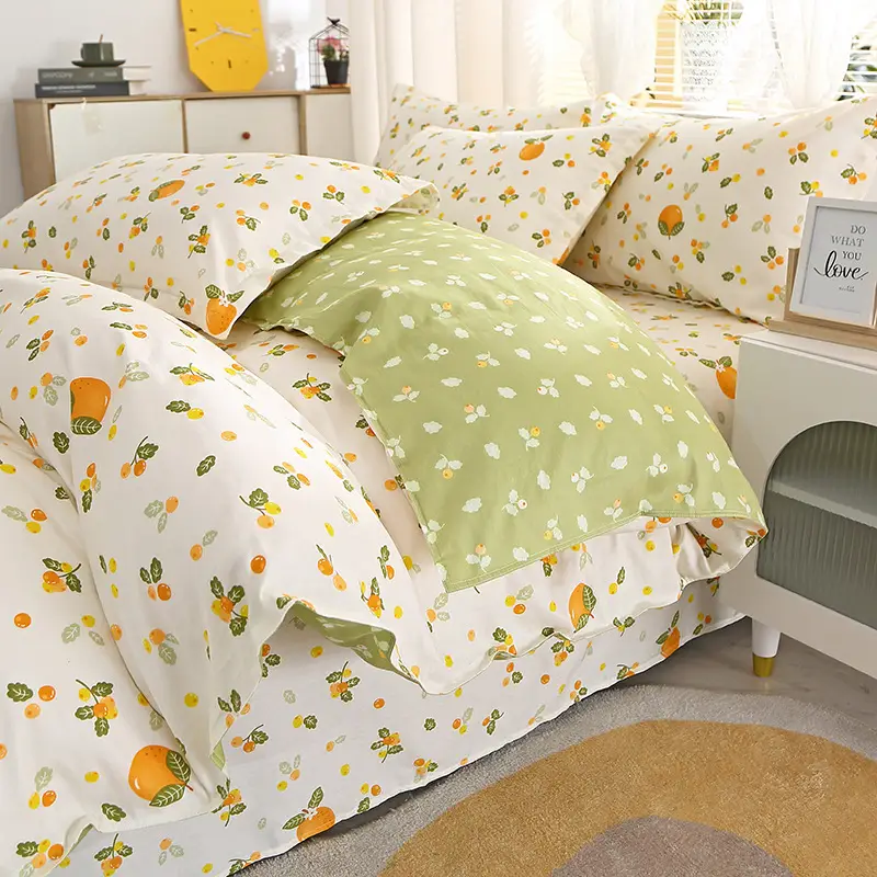 Cotton Quilted Bedding Set Grey Triangle Design