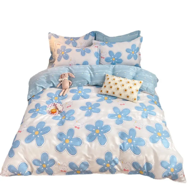 Cotton Quilted Bedding Set Grey Triangle Design