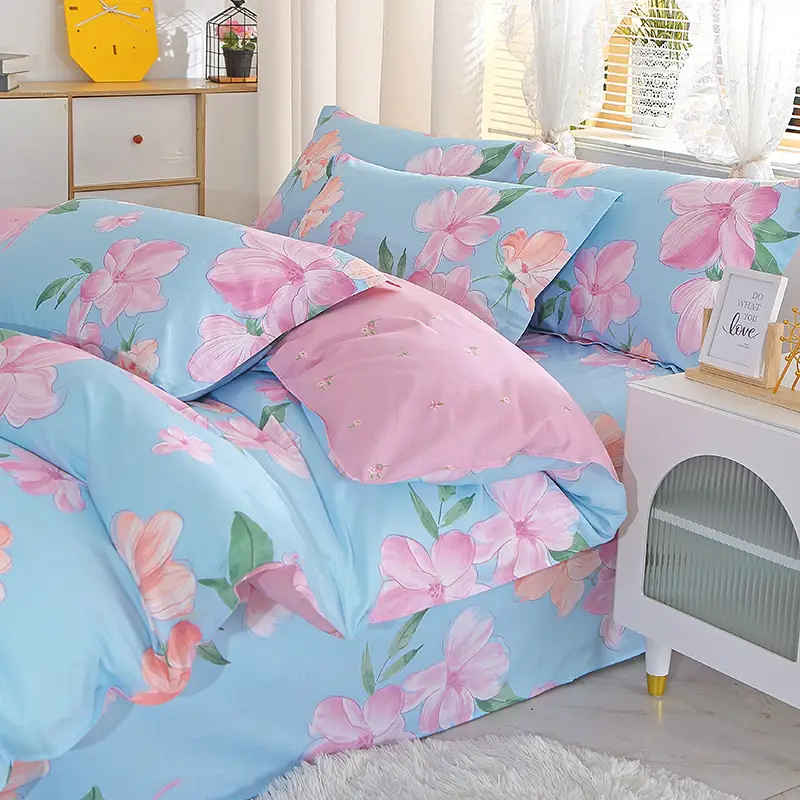 Cotton Quilted Bedding Set Grey Triangle Design