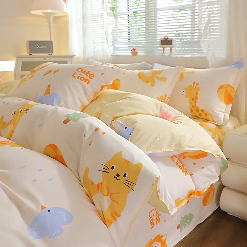 Cotton Quilted Bedding Set Grey Triangle Design