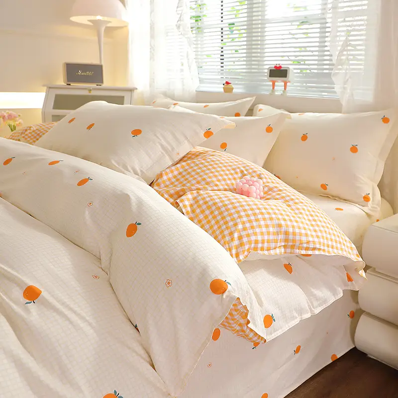Cotton Quilted Bedding Set Grey Triangle Design