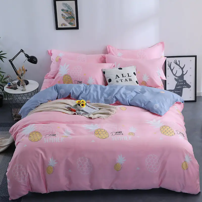 Cotton Quilted Bedding Set Grey Triangle Design