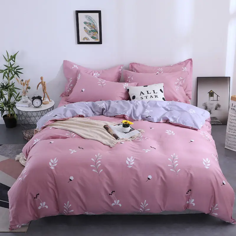 Cotton Quilted Bedding Set Grey Triangle Design