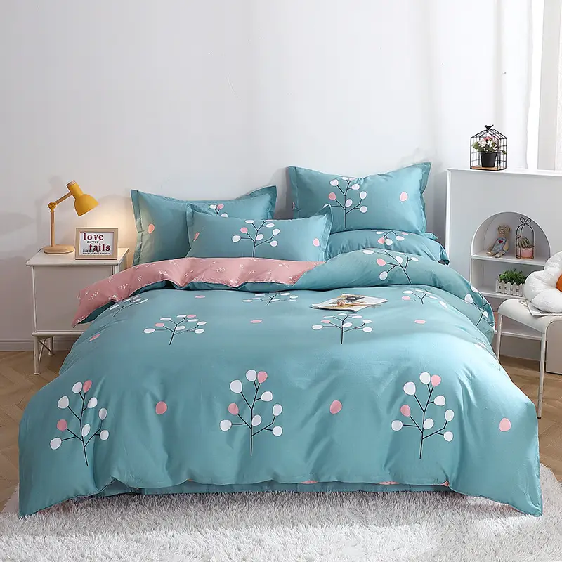 Cotton Quilted Bedding Set Grey Triangle Design