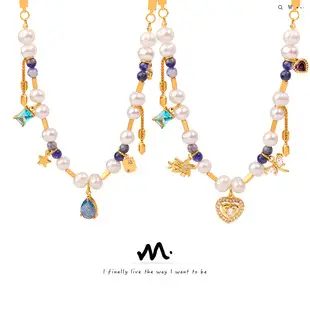 Titanium Steel Necklace & Earrings Set with Freshwater Pearl & Zircon — feature 1