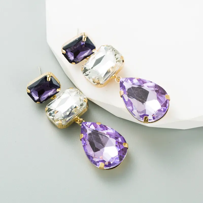 Purple Gemstone Earrings Set for Women - Image 2