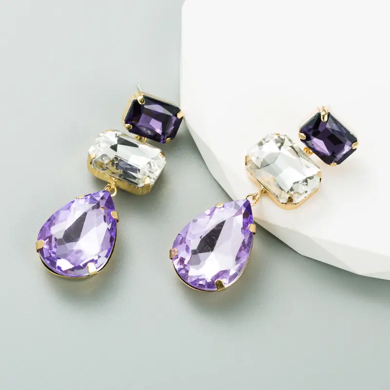 Purple Gemstone Earrings Set for Women - Image 4