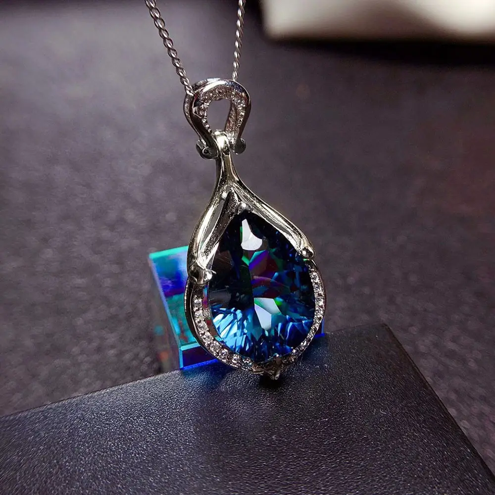 Cao Shi Mermaid Tears Pendant with Sapphire Water Drop Color - Image 3