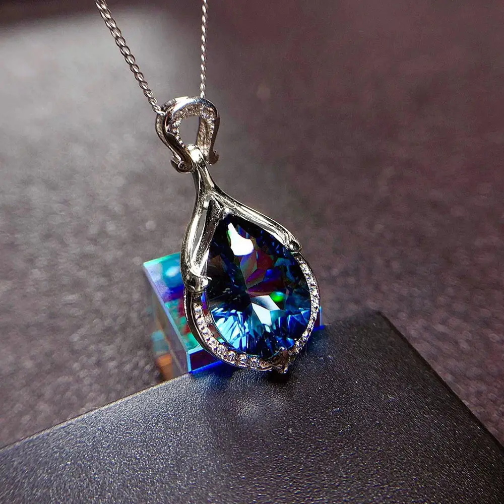 Cao Shi Mermaid Tears Pendant with Sapphire Water Drop Color - Image 4