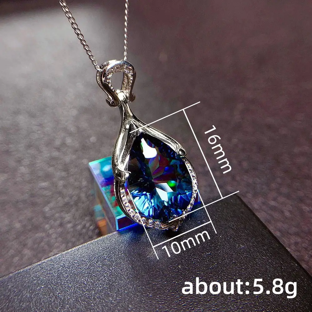 Cao Shi Mermaid Tears Pendant with Sapphire Water Drop Color - Image 5