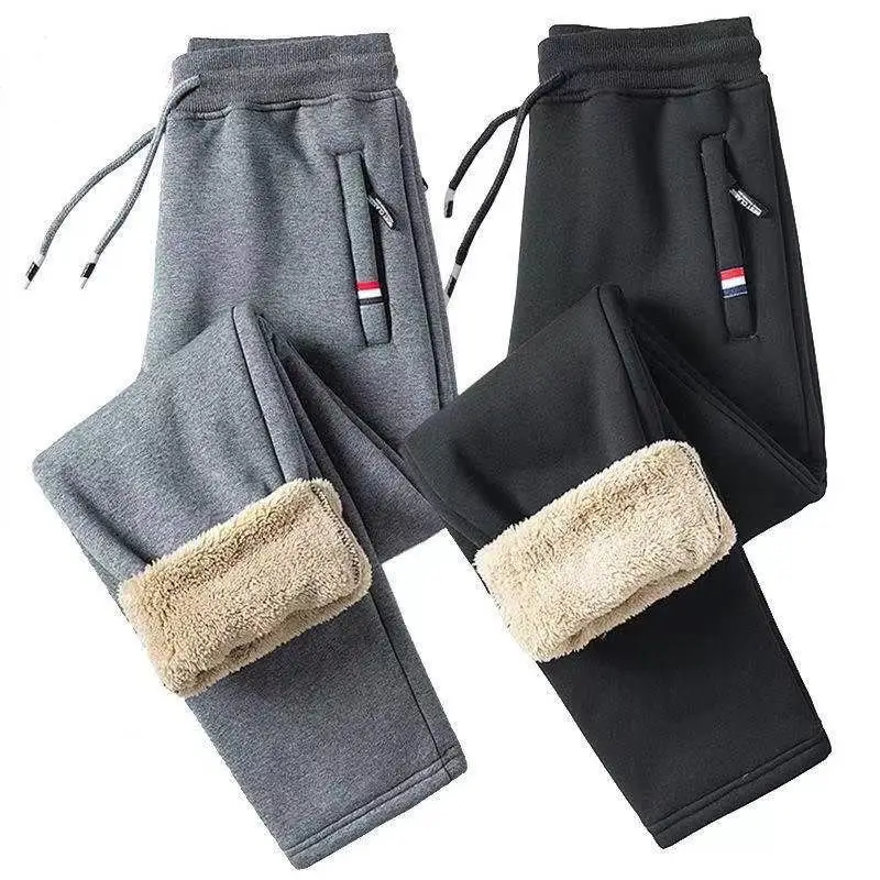 Men Fleece Sweatpants Black Warm Winter Casual Pants — feature 46