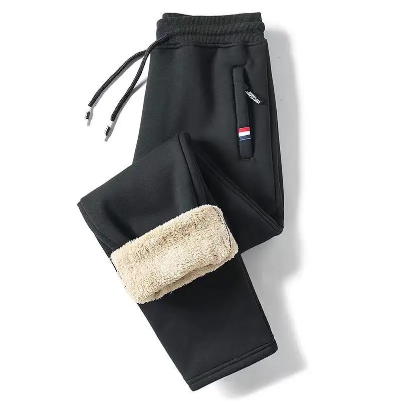 Men Fleece Sweatpants Black Warm Winter Casual Pants — feature 47