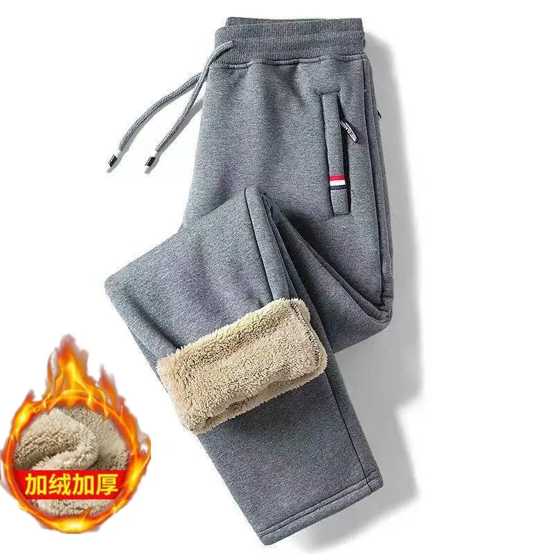 Men Fleece Sweatpants Black Warm Winter Casual Pants — feature 48