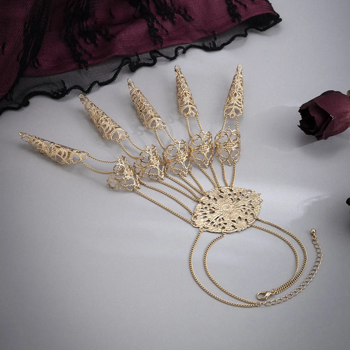 Punk Gothic Gold Finger Bracelet for Halloween - Image 6