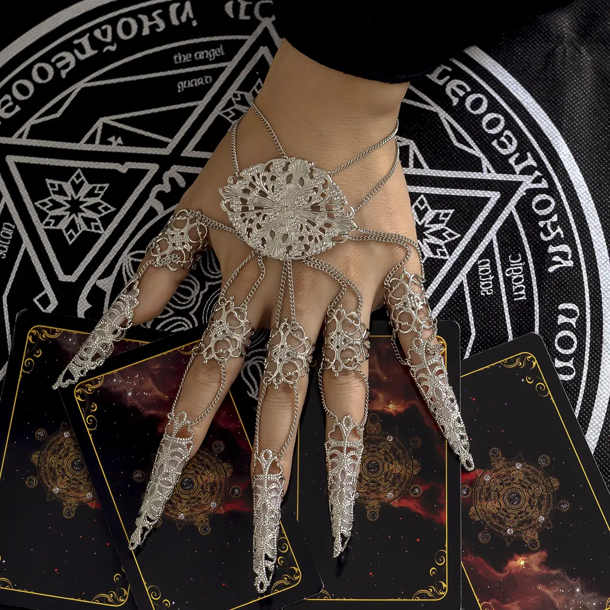 Punk Gothic Gold Finger Bracelet for Halloween - Image 2
