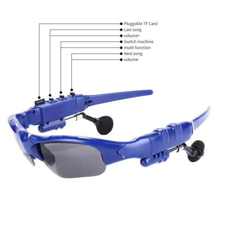 Smart Bluetooth Audio Glasses with Sun Protection Blue - Image 11