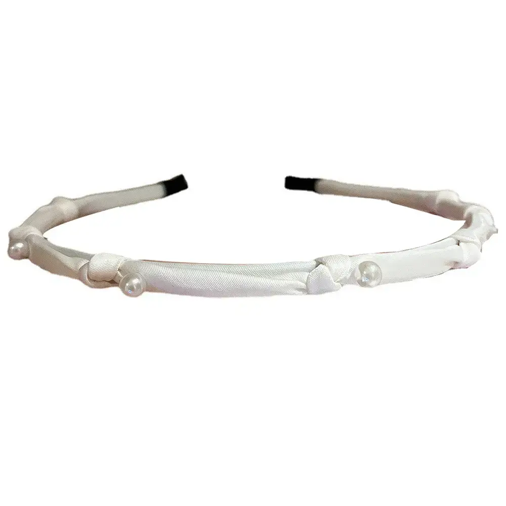 Pearl Hairpin with Black White Gray Bow - Image 8