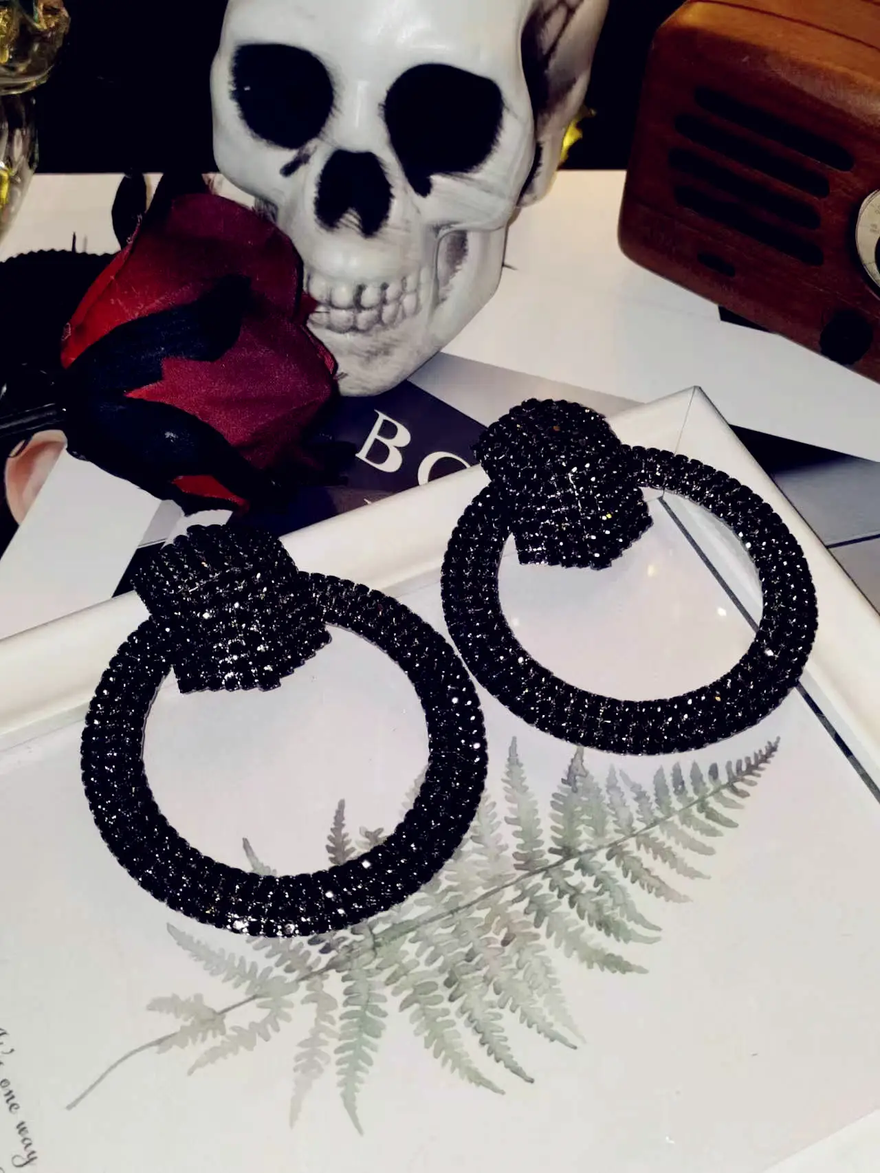 Double Row Exaggerated Diamond Hoop Earrings — feature 16