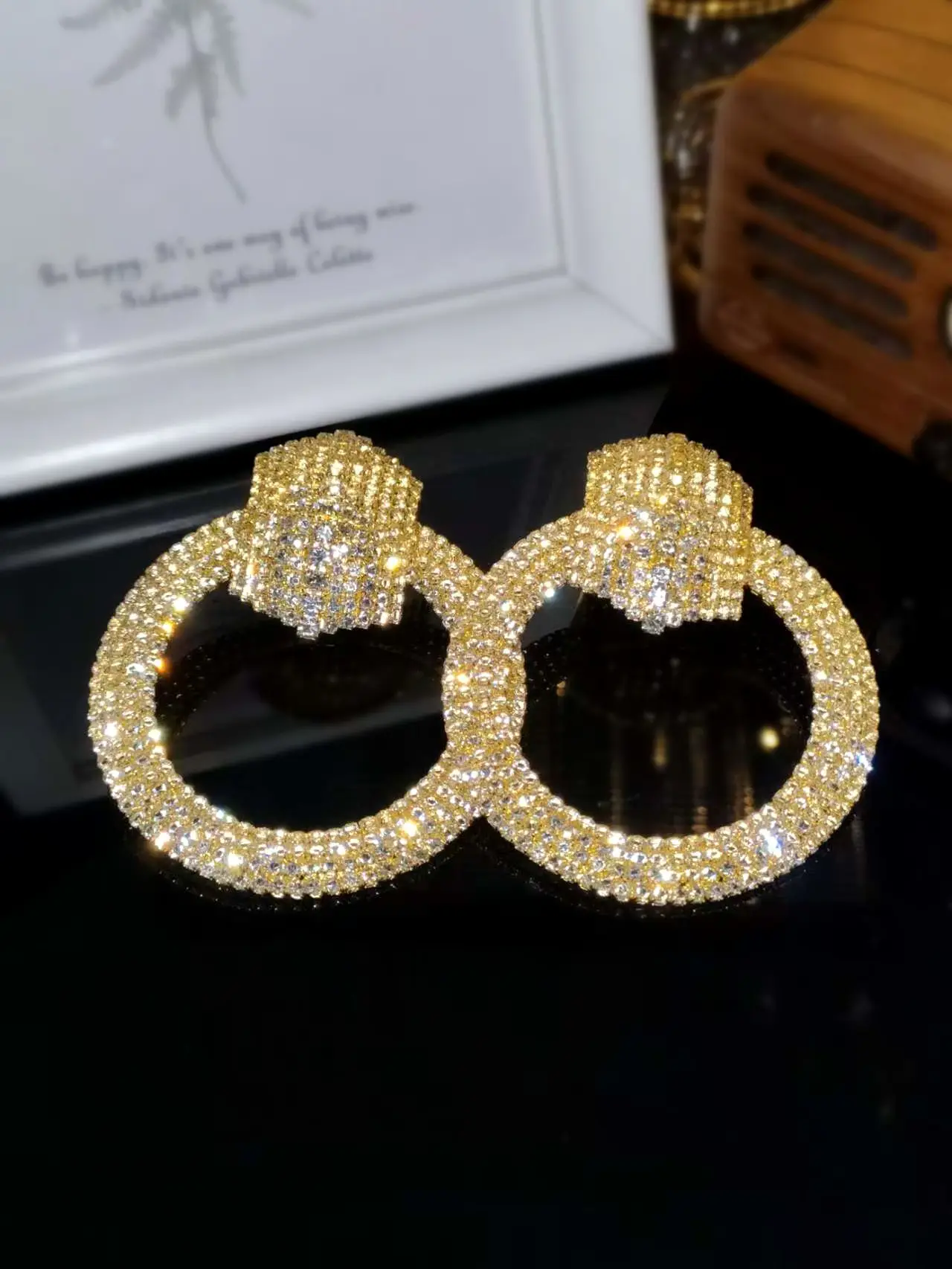 Double Row Exaggerated Diamond Hoop Earrings — feature 17