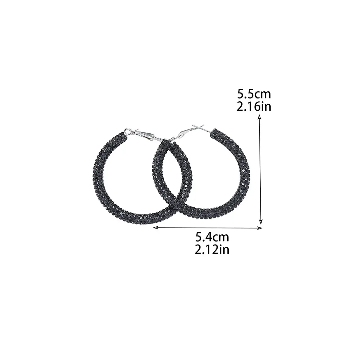 Double Row Exaggerated Diamond Hoop Earrings - Image 7