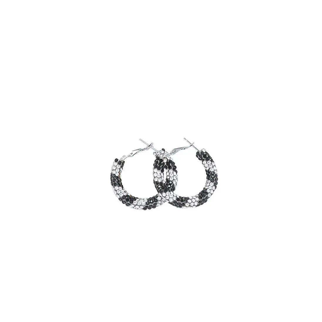 Double Row Exaggerated Diamond Hoop Earrings - Image 9