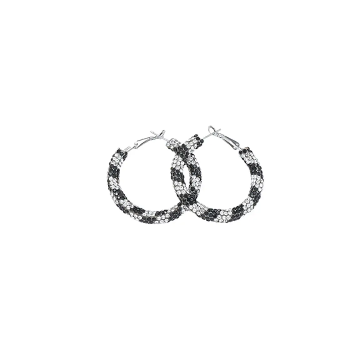 Double Row Exaggerated Diamond Hoop Earrings - Image 10
