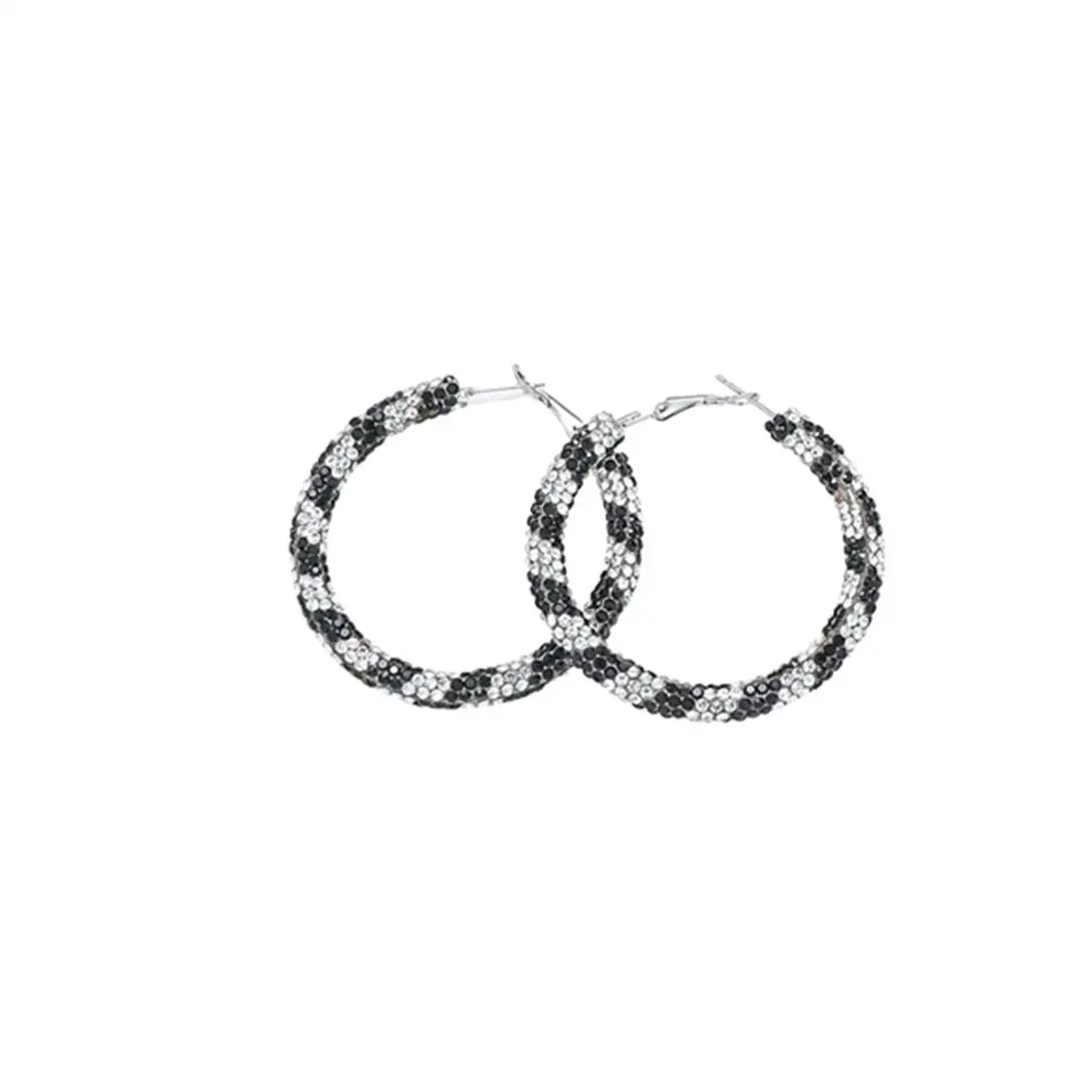 Double Row Exaggerated Diamond Hoop Earrings - Image 11