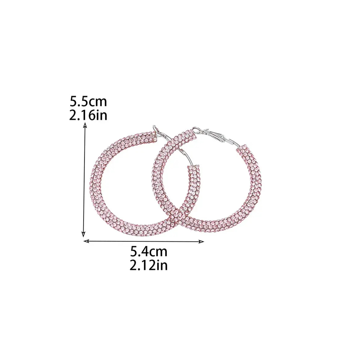 Double Row Exaggerated Diamond Hoop Earrings - Image 15